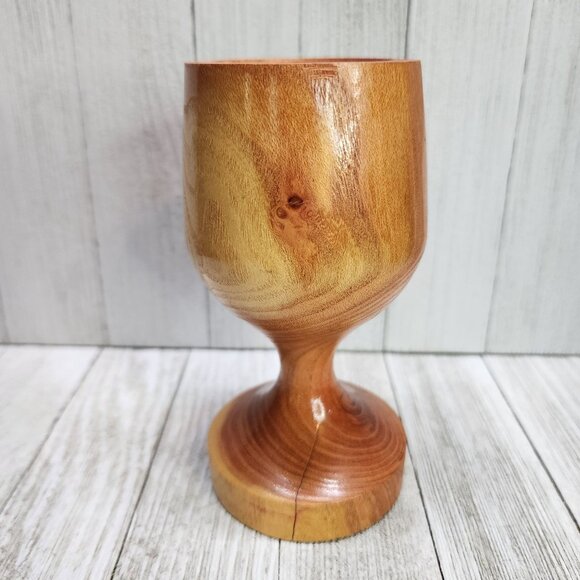 Vintage Wooden Handcrafted Candlestick Candle Holder Goblet Shape 5.75'' Tall - Picture 2 of 9
